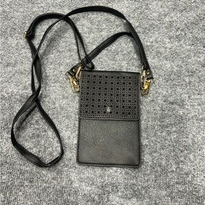 Black Laser-Cut Crossbody phone holder T0069